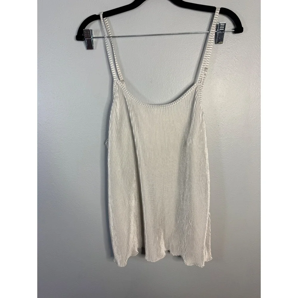 Jason Wu Womens XL Silver Pleated Pajama‎ Set Camisole and Shorts Loungewear
